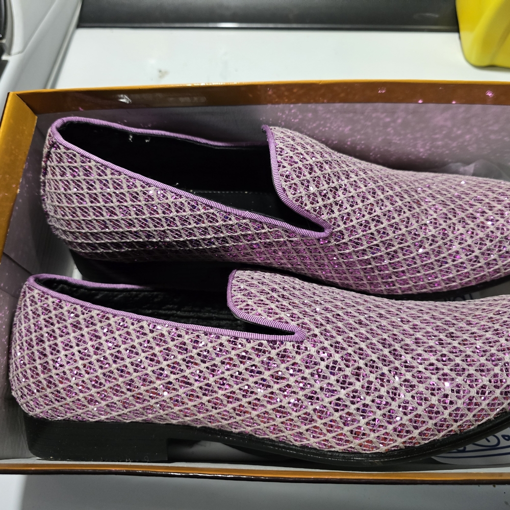 Purple Woven Slip-On Loafers with Breathable Design